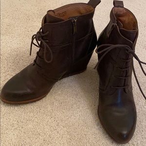 Brown leather booties
